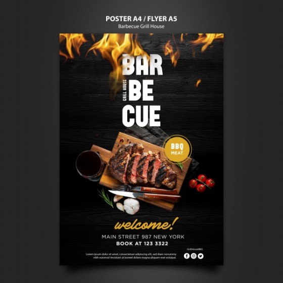 Food PSD Template Delicious Steak Poster & Flyer Design Template